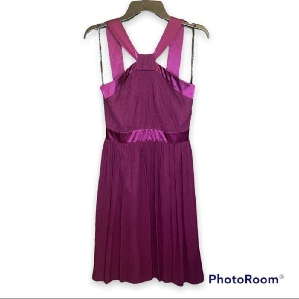 Maggy London Fuchsia Silk Halter Dress Size 4